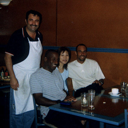 Tony Katatis  with proprietor and  the West Indian Crickerters